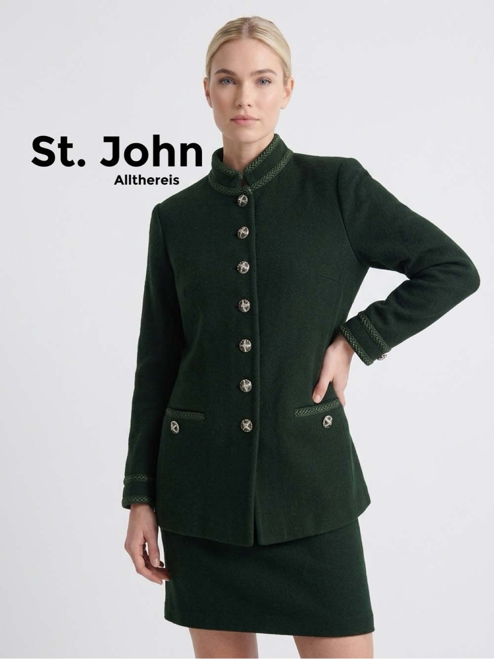 St. John Dark green suit $2250 original price 2 or (4/6)